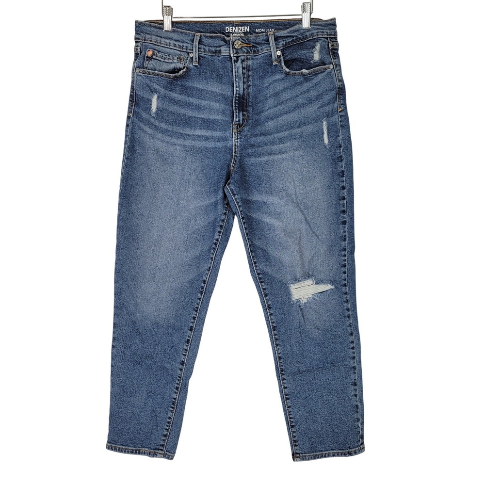 DENIZEN from Levi's Mom Jean Distressed Medium Wash Blue Denim Size 31 x 25
